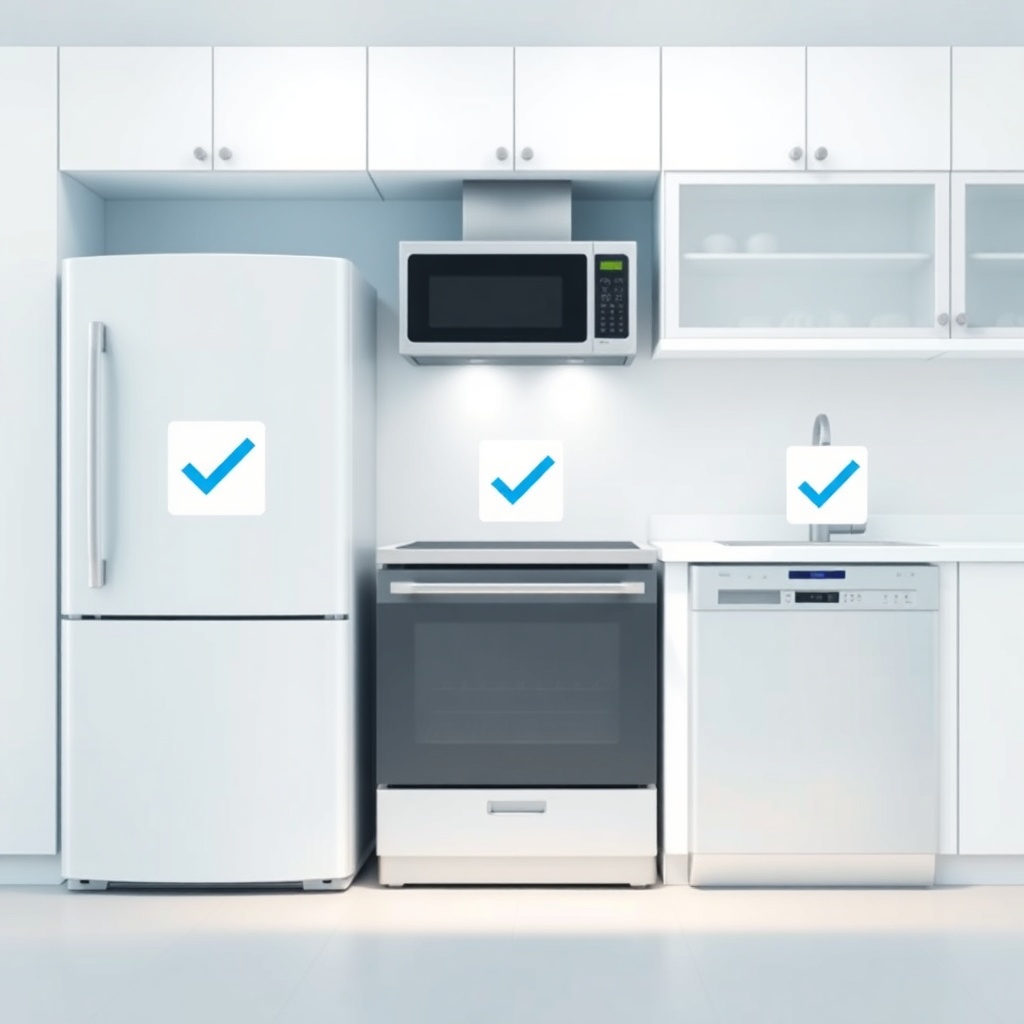 A clean photorealistic photo of a modern kitchen showing a refrigerator
