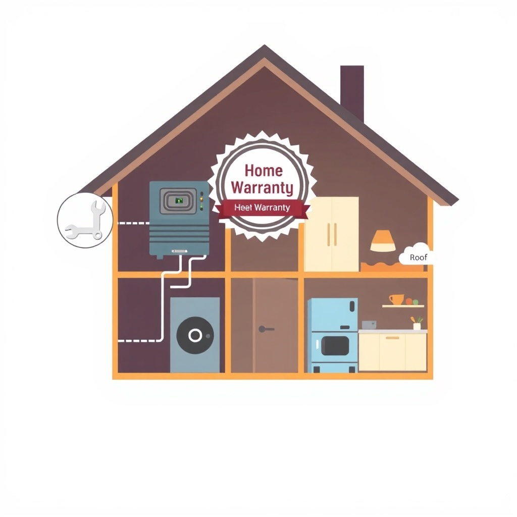 A simple illustration showing a house cross-section with a wrench icon near the HVAC syste
